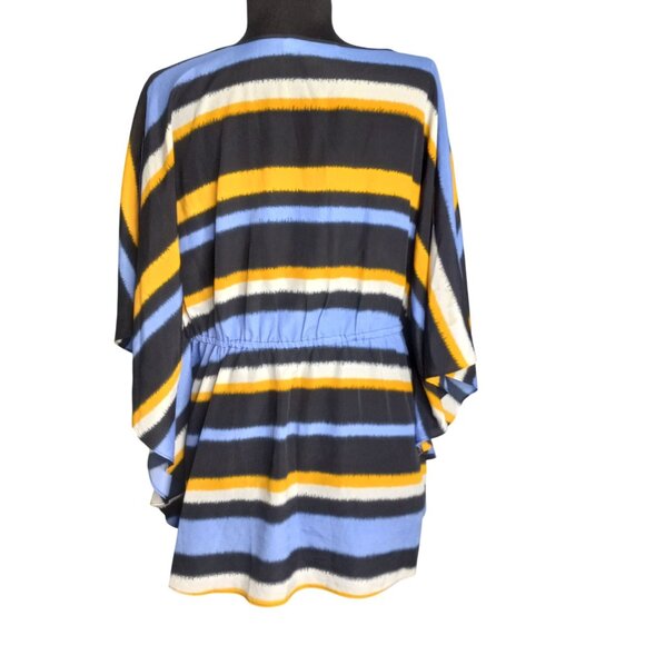 Michael Kors Size M Top Kaftan Poncho Womens Striped V-Neck Polyester - Picture 4 of 10